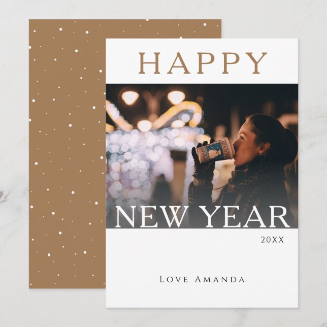 Modern Happy New Year 2023 Photo Holiday Card (Front/Back)