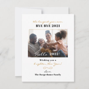 Modern Happy New Year Hand Lettered Family Photo Holiday Card