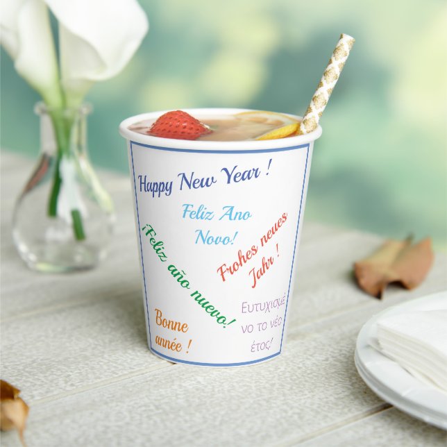 Modern Happy new year Party in different languages Paper Cups (Insitu)