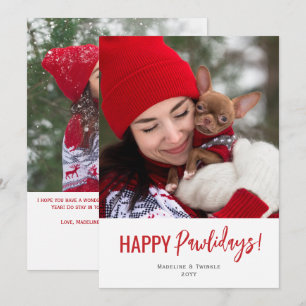 Modern Happy Pawlidays Script Typograpy Holiday Card