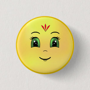 Modern Happy Sun Face 1 Inch Round Button