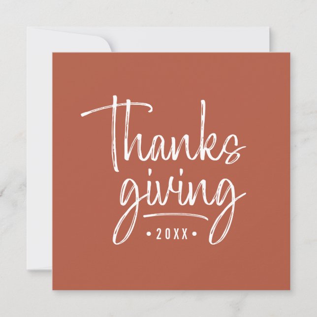 Modern Happy Thanksgiving Brush Script Photo Invitation (Front)