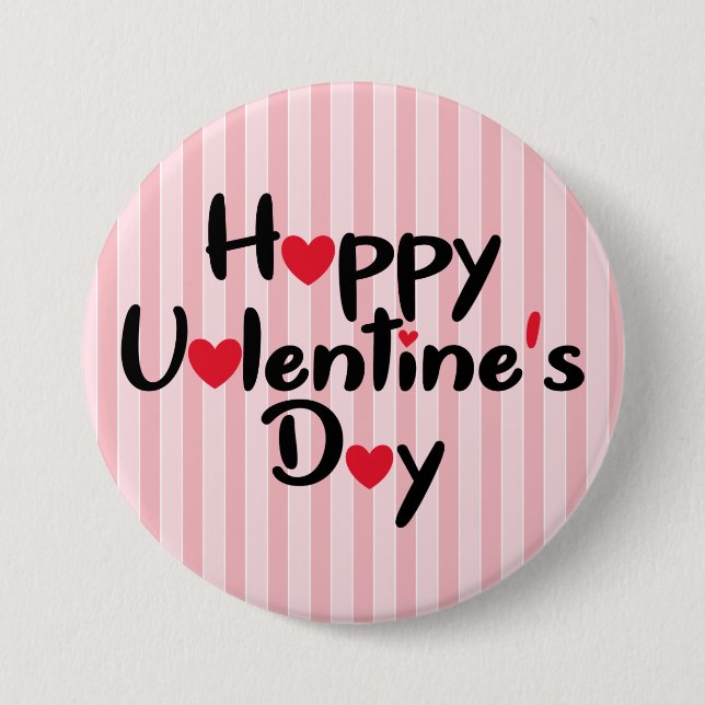 Modern Happy Valentine's Day  3 Inch Round Button (Front)
