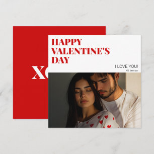 Modern Happy Valentines Day Couple Photo Love XOXO Holiday Card