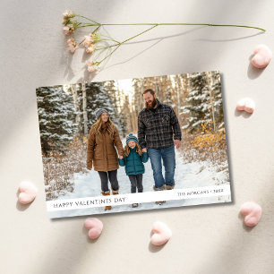 Modern Happy Valentines Day Family Baby Photo Holiday Card
