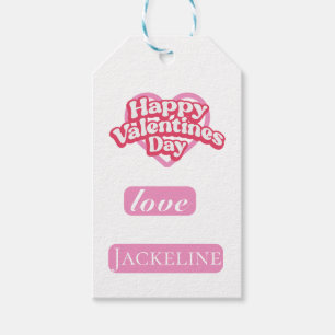 Modern Happy valentines day red heart love Gift Tags