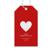 Modern Happy Valentines Day Red White Heart Stripe