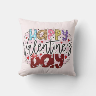 Modern Happy Valentine's Day  Throw Pillow