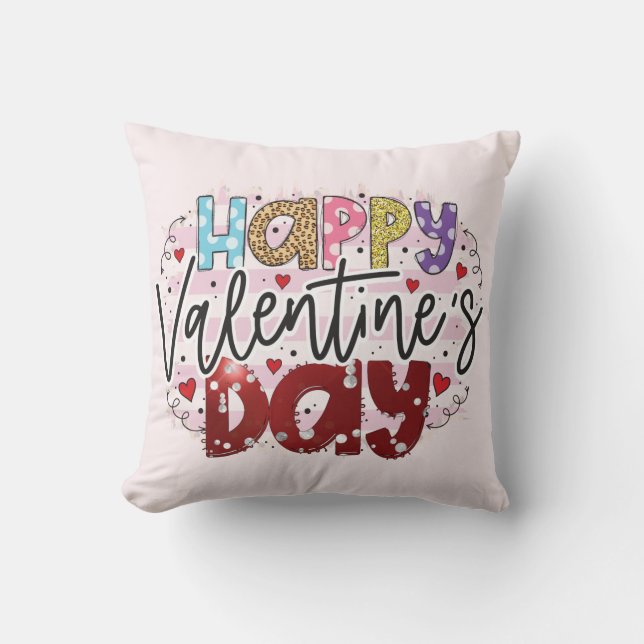 Modern Happy Valentine's Day  Throw Pillow (Front)
