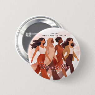 Modern Happy Women's Day Celebration March 8  2 Inch Round Button