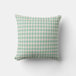 Modern Harlequin Mint and Cream Pattern Throw Pillow
