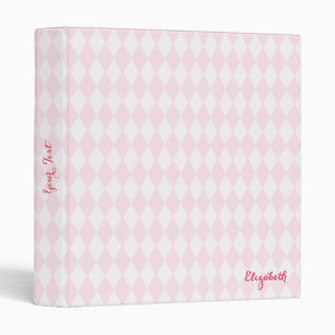 Modern Harlequin Pattern Pink Elegant Monogrammed Binder