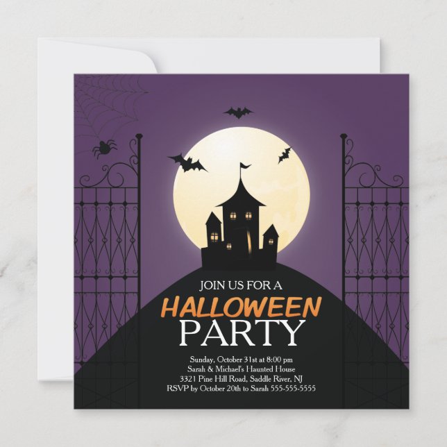 Modern Haunted House Halloween Party Invitation (Front)