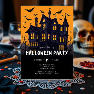 Modern Haunted House   Halloween Party Invitation