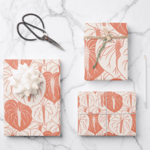 Modern Hawaiian Anthurium print pattern Wrapping Paper Sheet