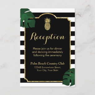Modern Hawaiian Gold Pineapple Wedding Reception Enclosure Card