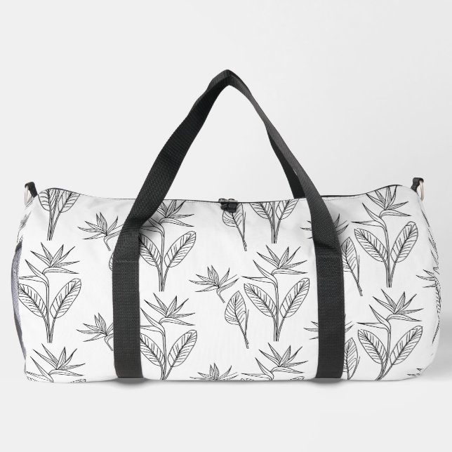 Modern hawaiian print bird of paradise pattern acc duffle bag (Back)