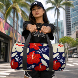 Modern hawaiian print duffle bag