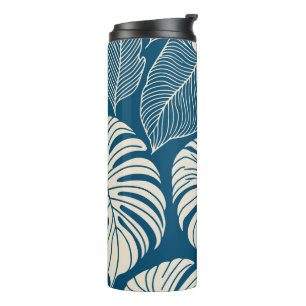 Modern hawaiian print leaves pattern thermal tumbler