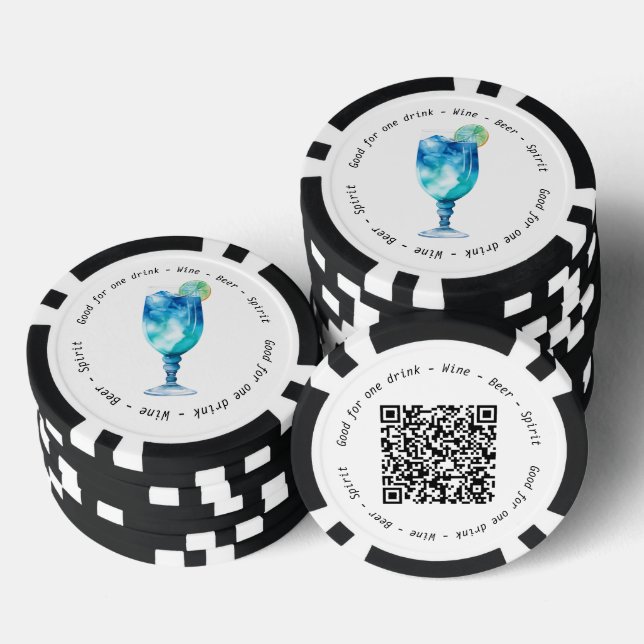 Modern Hawaiian QR Corporate Event Drink Voucher  Poker Chips (Stack)