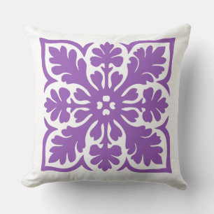 Modern Hawaiian Quilt Royal Purple Island Hawaii Throw Pillow
