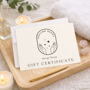 Modern Healing Hands Logo Ivory Gift Certificate Card