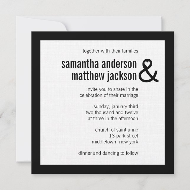 Modern Heart Ampersand Wedding Invitation (Front)