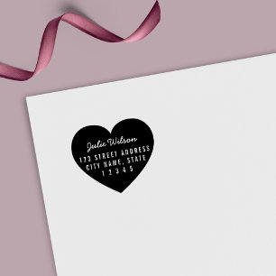 Modern Heart Background Personal Home Address Self-inking Stamp