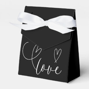 Modern Heart Black & White Love Minimal Wedding Favor Box