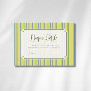 Modern Heart Citrus Blue Striped Diaper Raffle Enclosure Card