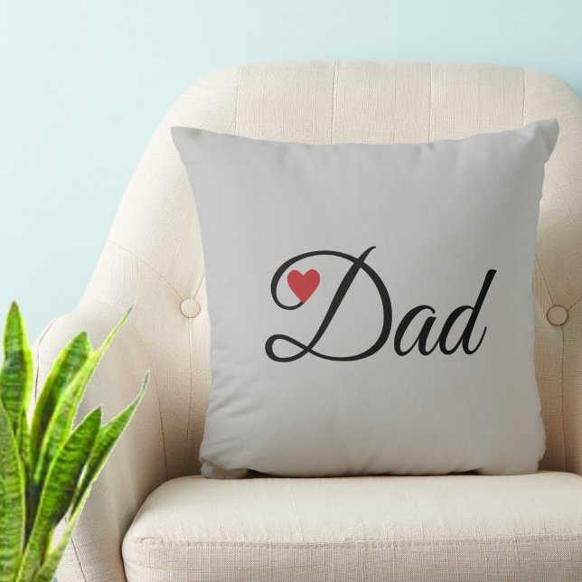 Modern Heart Dad on Silver Grey Throw Pillow (Creator Uploaded)