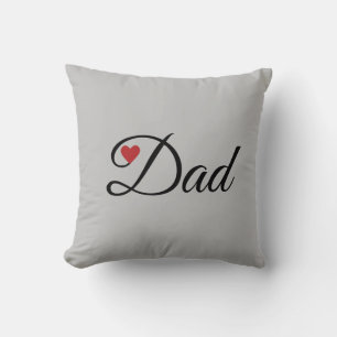Modern Heart Dad on Silver Grey Throw Pillow
