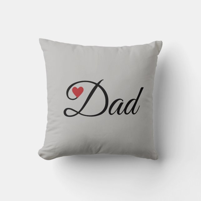 Modern Heart Dad on Silver Grey Throw Pillow (Front)