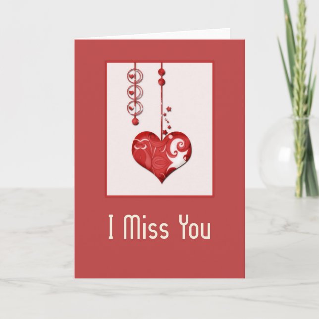 Modern Heart Design 2 I Miss You Card (Front)