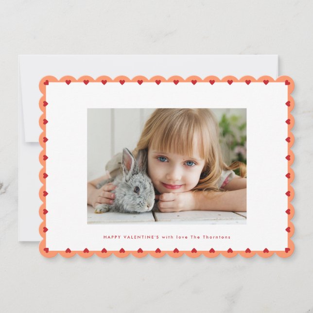 modern HEART FRAME greeting colour photo frame Holiday Card (Front)