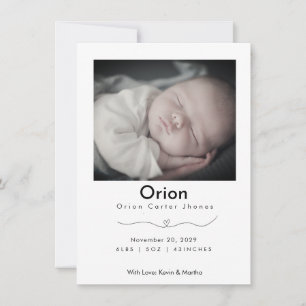 Modern Heart Glyph Newborn Photo Announcement