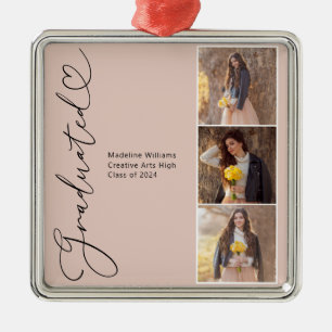 Modern Heart Graduat Graduated Photo Metal Ornament