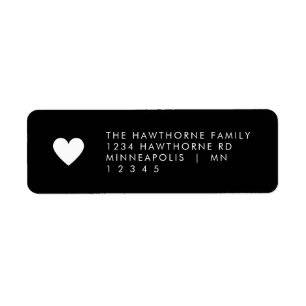 Modern Heart Minimal Black Chic Send Love Address 