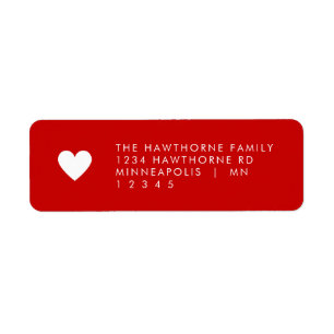 Modern Heart Minimal Red Simple Send Love Address