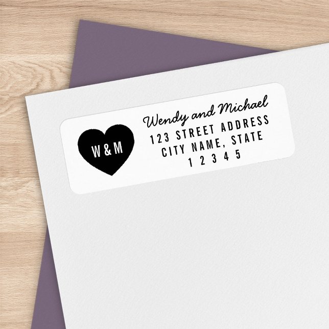 Modern Heart Monogram Couple Return Address (Creator Uploaded)