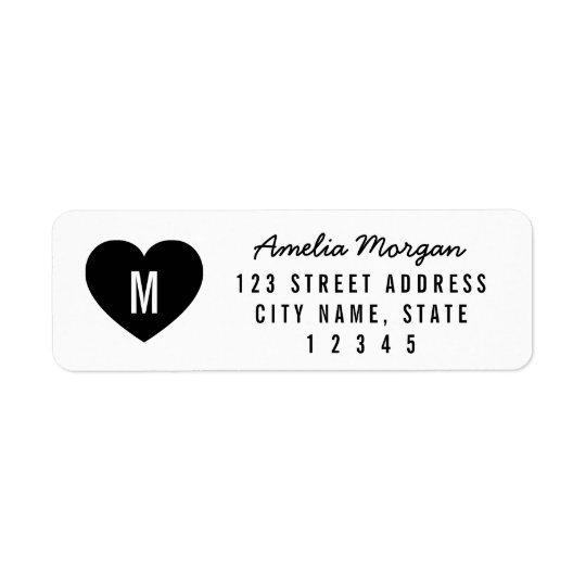 Modern Heart Monogram Name Return Address Return Address Label