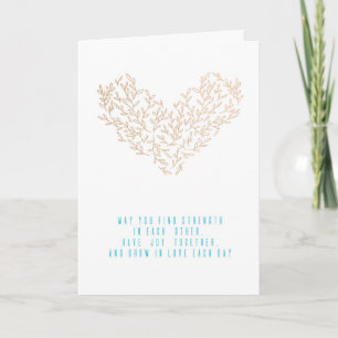 Modern Heart of Golden Branches Wedding Congrats Card