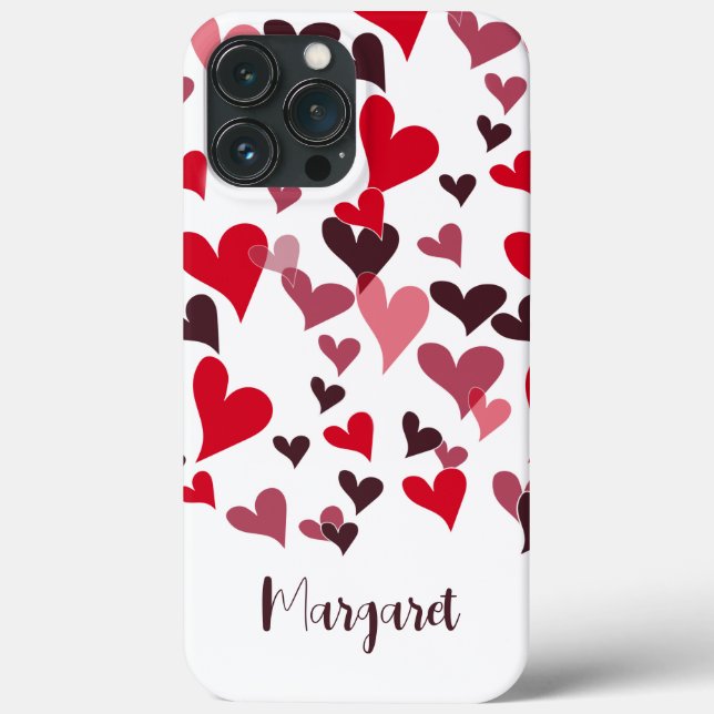 Modern Heart Pattern Monogram Girly Stylish Case-Mate iPhone Case (Back)