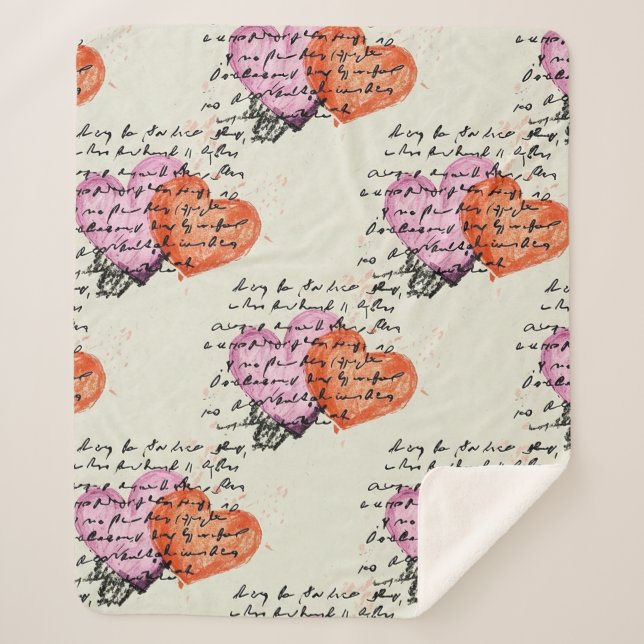Modern Heart Pattern with Script Background (12) Sherpa Blanket (Front)