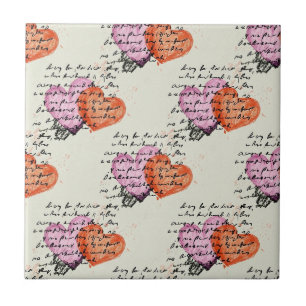 Modern Heart Pattern with Script Background (12) Tile