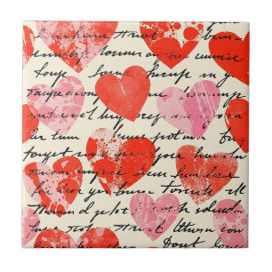 Modern Heart Pattern with Script Background (13) Tile