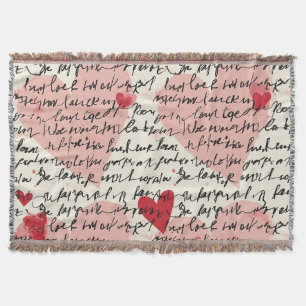 Modern Heart Pattern with Script Background (14) Throw Blanket