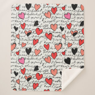 Modern Heart Pattern with Script Background (15) Sherpa Blanket