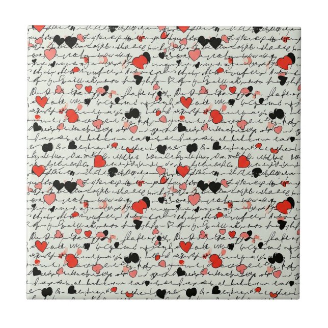 Modern Heart Pattern with Script Background (16) Tile (Front)