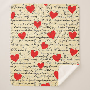 Modern Heart Pattern with Script Background (17) Sherpa Blanket